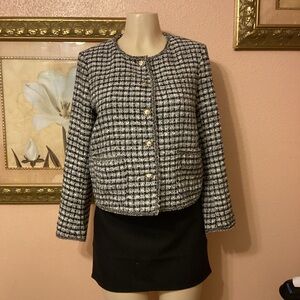 Women's Black and White Tweed Jacket
